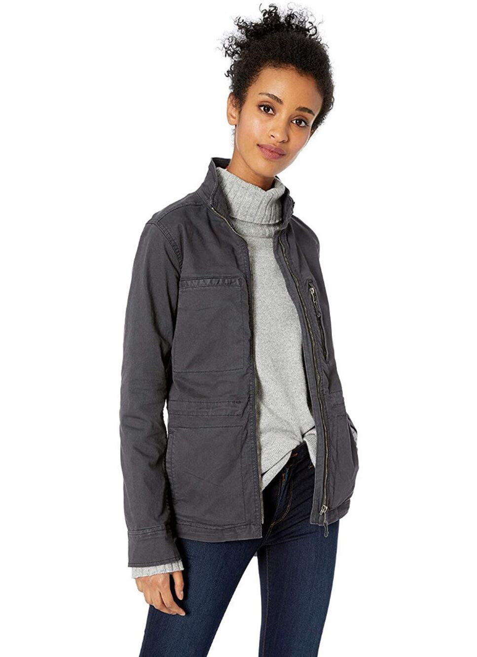 Daily Ritual Women's Military Cargo Jacket Dark Grey Size 2